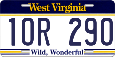 WV license plate 1OR290