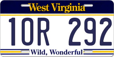 WV license plate 1OR292