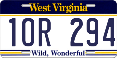 WV license plate 1OR294