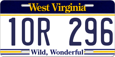 WV license plate 1OR296