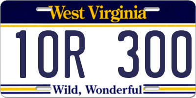 WV license plate 1OR300