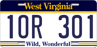 WV license plate 1OR301