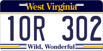 WV license plate 1OR302