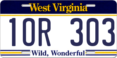 WV license plate 1OR303
