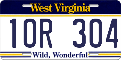 WV license plate 1OR304