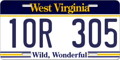 WV license plate 1OR305