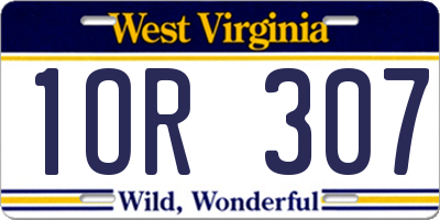 WV license plate 1OR307