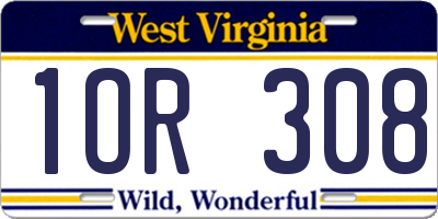 WV license plate 1OR308