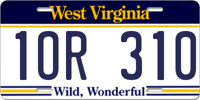 WV license plate 1OR310