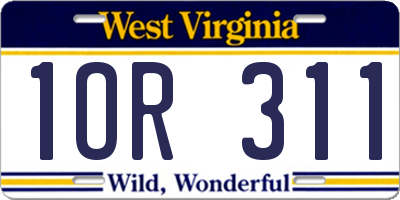 WV license plate 1OR311