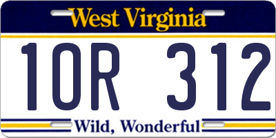 WV license plate 1OR312