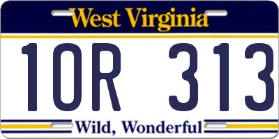 WV license plate 1OR313
