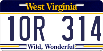 WV license plate 1OR314