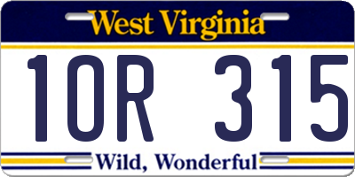 WV license plate 1OR315
