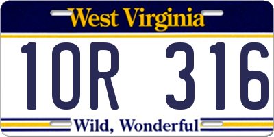 WV license plate 1OR316