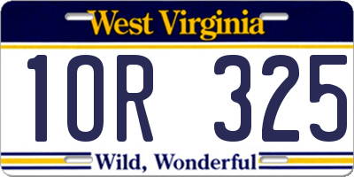 WV license plate 1OR325