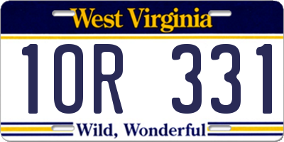 WV license plate 1OR331