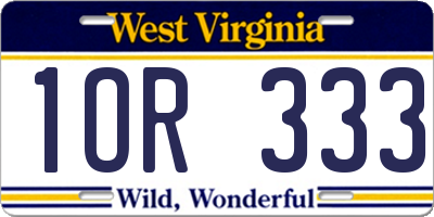 WV license plate 1OR333