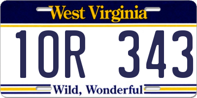 WV license plate 1OR343