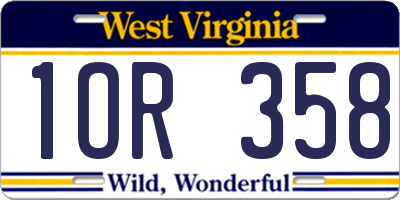 WV license plate 1OR358