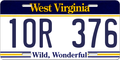 WV license plate 1OR376