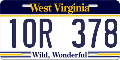 WV license plate 1OR378