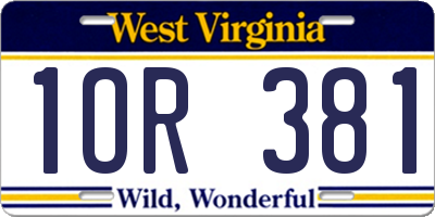 WV license plate 1OR381