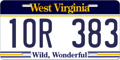 WV license plate 1OR383