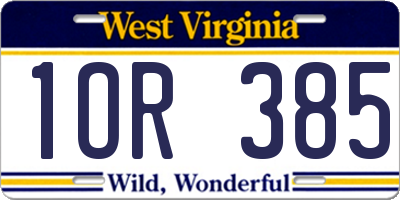 WV license plate 1OR385