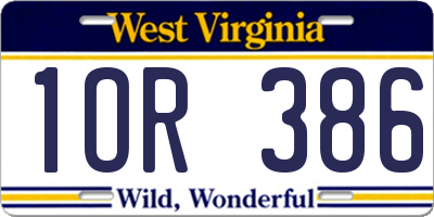 WV license plate 1OR386