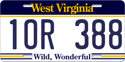 WV license plate 1OR388