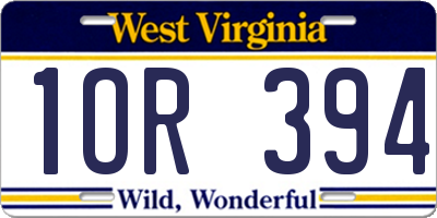 WV license plate 1OR394