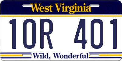 WV license plate 1OR401