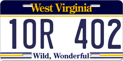 WV license plate 1OR402