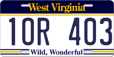 WV license plate 1OR403