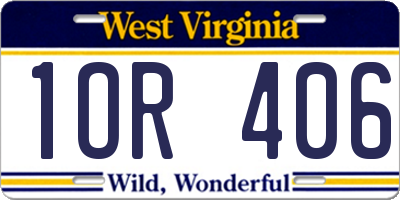 WV license plate 1OR406
