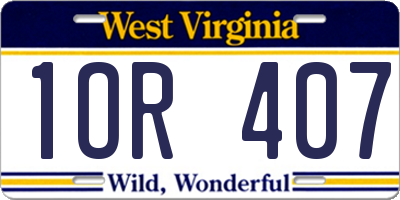 WV license plate 1OR407