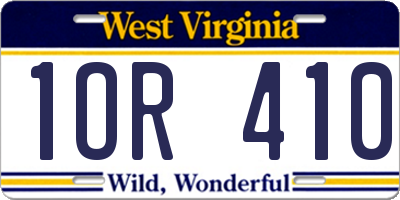 WV license plate 1OR410