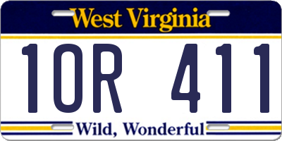 WV license plate 1OR411