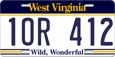 WV license plate 1OR412