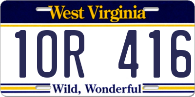 WV license plate 1OR416