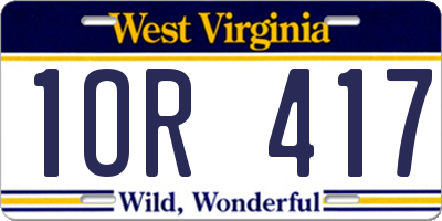 WV license plate 1OR417