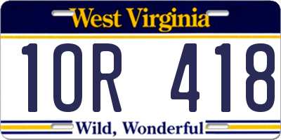 WV license plate 1OR418