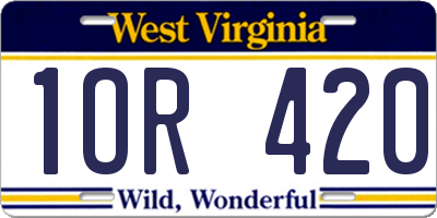 WV license plate 1OR420
