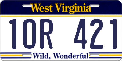 WV license plate 1OR421