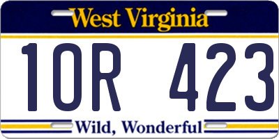 WV license plate 1OR423