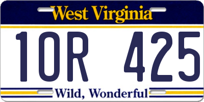 WV license plate 1OR425