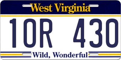 WV license plate 1OR430