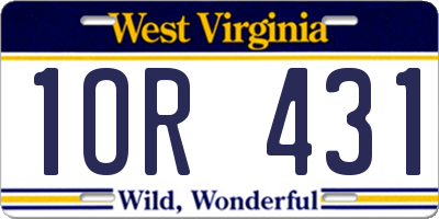 WV license plate 1OR431