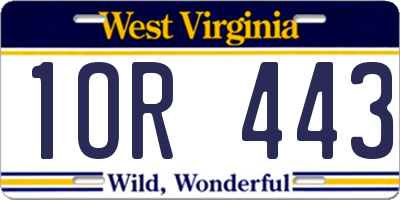 WV license plate 1OR443